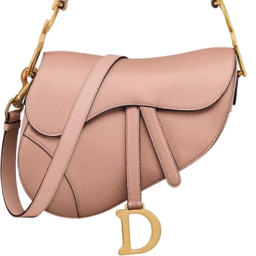 Túi yên ngựa Dior Saddle Bag With Shoulder Strap Pink Blush Grained Calfskin