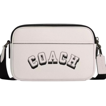 Túi Coach Nam Graham Crossbody Bag Varsity Motif Chalk Black CAJ64