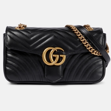 Túi đeo chéo Gucci GG Marmont Size 26 Matelasse Chevron Leather Black Shoulder Bag