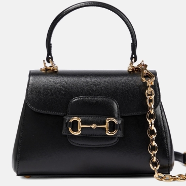 Túi xách nữ Gucci Horsebit 1955 Black Leather Tote Bag