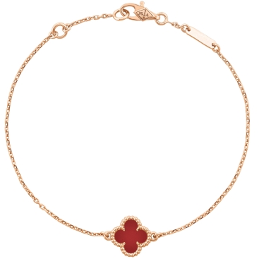 Vòng tay cỏ 4 lá Van Cleef & Arpels Sweet Alhambra Rose Gold Carnelian Bracelet VCARN59K00