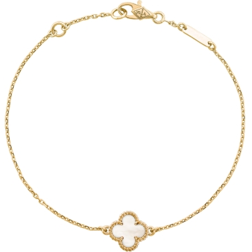 Lắc tay cỏ 4 lá Van Cleef Arpels Sweet Alhambra Yellow Gold White Mother Of Pearl VCARF68800