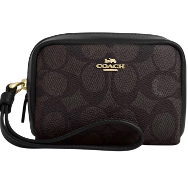 Túi Coach Signature Canvas Wristlet Pouch Black CW907