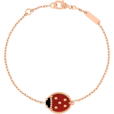 Vòng tay bọ rùa Van Cleef Arpels Lucky Spring Bracelet Closed Wings Ladybug Rose Gold Carnelian VCARP7R000