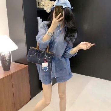Set bộ quần ngắn áo sơ mi nữ Chanel