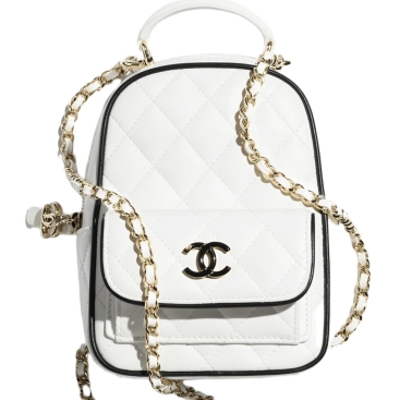 Balo Chanel Mini Backpack Lambskin White Black