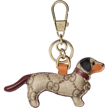 Móc khóa Gucci Dog-shaped Bag Charm Beige and Dark Brown New GG Monogram Canvas