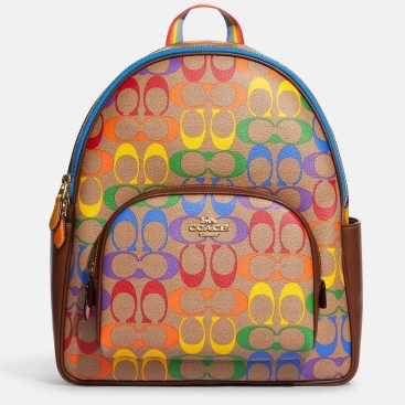 Balo nữ Coach Court Backpack In Rainbow Signature Canvas CA140