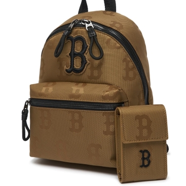 Balo MLB Monogram Nylon Jacquard Mini Backpack Boston Red Sox Brown