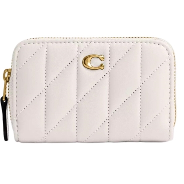 Ví Coach ngắn gập Essential Small Zip Around Card Case With Pillow Quilting Brass Chalk CM505