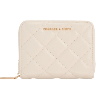 Ví ngắn gập Charles Keith Alva Quilted Zip Around Wallet Cream CK6-10770678