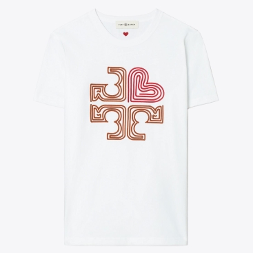 Áo thun nữ Tory Burch Womens Heart Logo T-Shirt in White