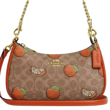 Túi kẹp nách Coach Teri Shoulder Bag In Signature Canvas With Orange Print CAL80
