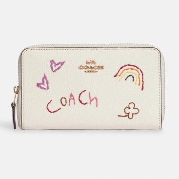 Ví dài White Coach Medium Id Zip Wallet With Diary Embroidery