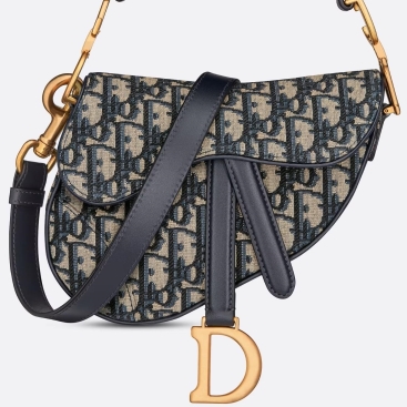 Túi yên ngựa Dior Mini Saddle Bag With Strap Blue Dior Oblique Jacquard