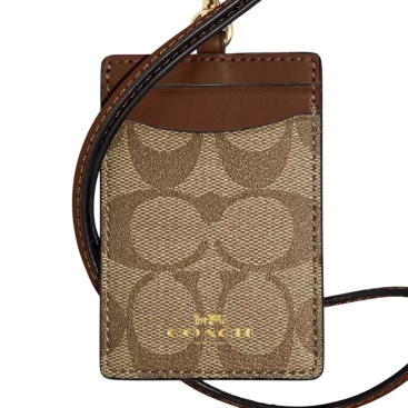 Dây đeo thẻ Coach ID Lanyard Signature Canvas Saddle 63274