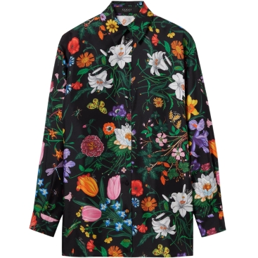 Áo sơ mi lụa Gucci Printed silk twill shirt