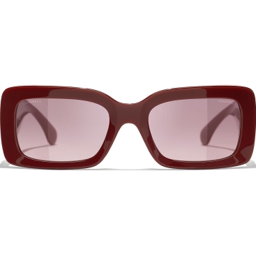 Kính mát Chanel Rectangle Sunglasses Burgundy Acetate Metal 5534