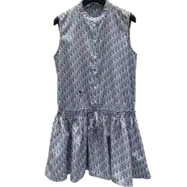 Đầm sát nách nữ Dior dây rút eo