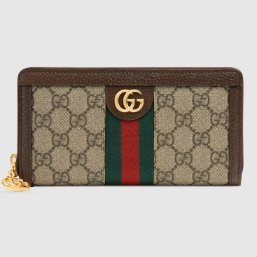 Ví cầm tay dài Gucci Light Ophidia Beige Ebony GG Supreme Canvas Zip Around Wallet