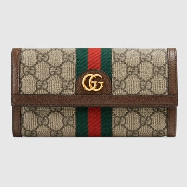  Ví gập cầm tay Gucci Ophidia Beige Ebony GG Supreme Canvas Continental Wallet