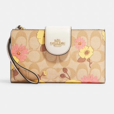 Ví nữ Coach in hoa Tech Wallet In Signature Canvas With Floral Cluster Print CH720