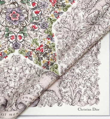 Khăn lụa Dior Around the World 90 Square Scarf
