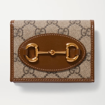 Ví cầm tay nữ Gucci Horsebit 1955 Beige Leather Trimmed Printed Coated Canvas Wallet