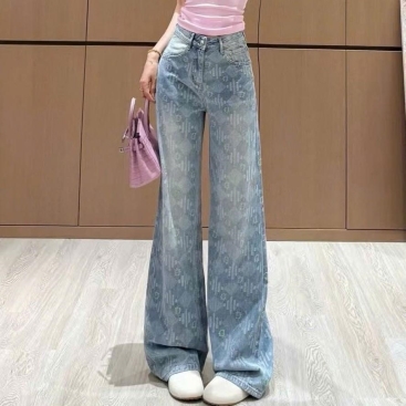 Quần dài jean xanh và trắng Dior