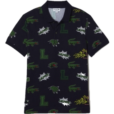 Áo Lacoste Holiday Regular Fit Crocodile Print Navy Blue PH1464-QRN