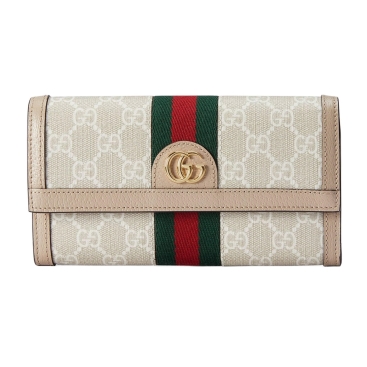 Ví nữ dài Gucci Ophidia GG Continental Wallet With Beige and White GG Supreme Canvas
