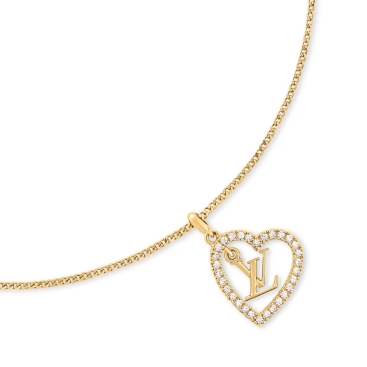 Vòng Cổ My LV Louis Vuitton Heart Necklace LV Initials and Heart Emblems