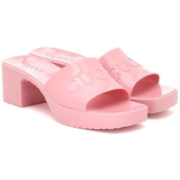 Dép nữ Gucci Logo rubber platform sandals