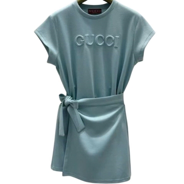 Đầm thun nữ Gucci thắt đai xanh sapphire