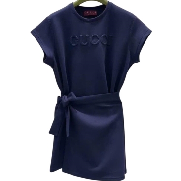 Đầm thun nữ Gucci thắt đai màu xanh coban