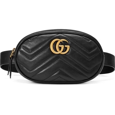 Túi đeo bụng Gucci GG Marmont Matelassé Leather Belt Bag Black