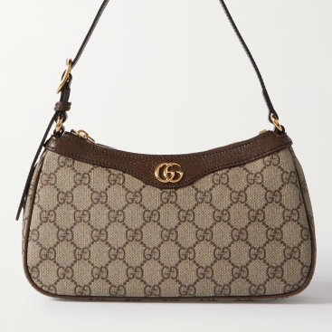 Túi kẹp nách Gucci Ophidia Embellished Textured Beige Leather Trimmed Printed Coated Canvas Shoulder Bag