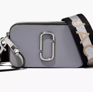 Túi đeo chéo nữ Marc Jacobs màu xám The Snapshot Calf Leather Camera Bag in Wolf Grey Multi