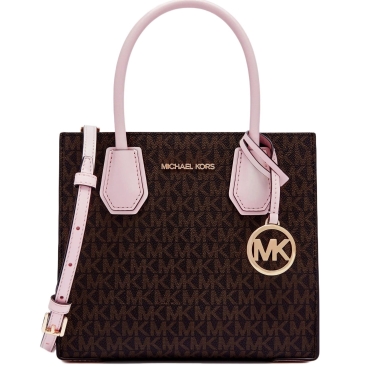 Túi MK Michael Kors Mercer Medium Monogram Tote Dark Brown Nude Pink