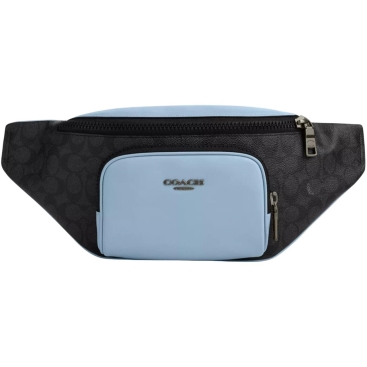Túi đeo bụng Coach Racer Belt Bag In Colorblock Signature Canvas Light Blue Multi CAJ77