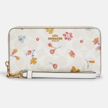 Ví Coach Long Zip Around Wallet In Signature Canvas With Mystical Floral Print