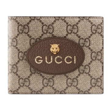 Ví Gucci đầu hổ Neo Vintage Beige Ebony GG Supreme Canvas Wallet