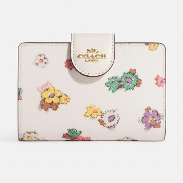 Ví Coach Medium Corner Zip Wallet With Spaced Floral Field Print