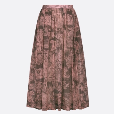 Váy Dioriviera Flared Skirt Gray and Pink Cotton Muslin with Toile de Jouy Reverse Motif