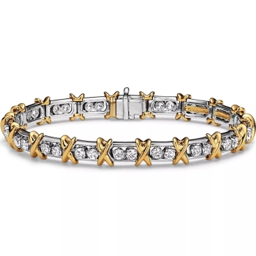 Vòng tay Sixteen Stone by Tiffany Bracelet in Platinum and Yellow Gold with Diamonds