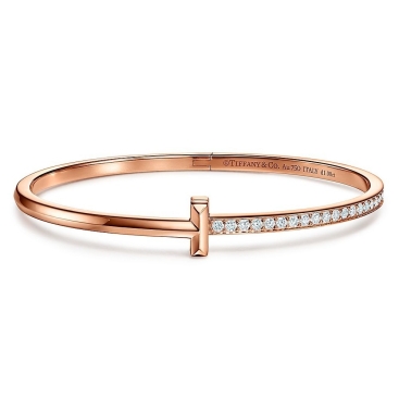 Vòng tay Tiffany T1 Narrow Diamond Hinged Bangle in Rose Gold