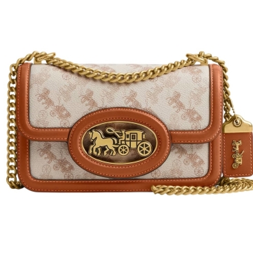 Túi Coach Hero Shoulder Bag With Horse and Carriage Print Chalk Burnished Amber CAS83