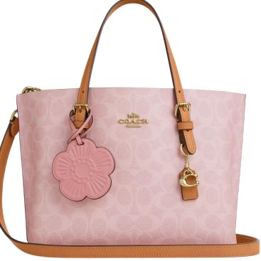Túi Coach Mollie Tote Bag 25 In Signature Canvas With Charms Powder Pink CER24
