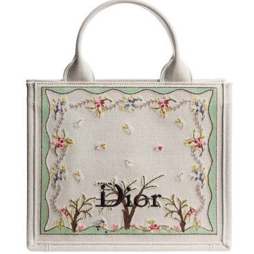 Túi Dior Dioramour Small Dior Book Tote with Strap White Multicolor Revolution Flowers Embroidery