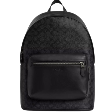 Balo Coach West Backpack In Signature Canvas Gunmetal Charcoal Black CV925